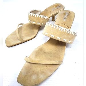 Therapy Tan and White Heels Elegant Design Size 8